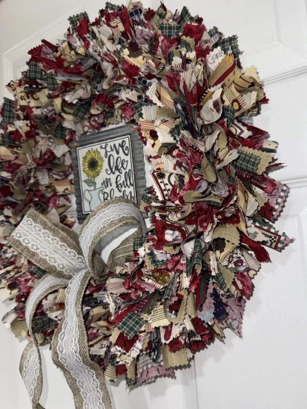 Handmade Rag Wreath Grandmacore Cottage Eclectic 